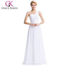Грейс Карин новый цвет дешевые складе одно плечо шифон длинные белые платья партии женщин длинный свадебное вечернее CL6022-3